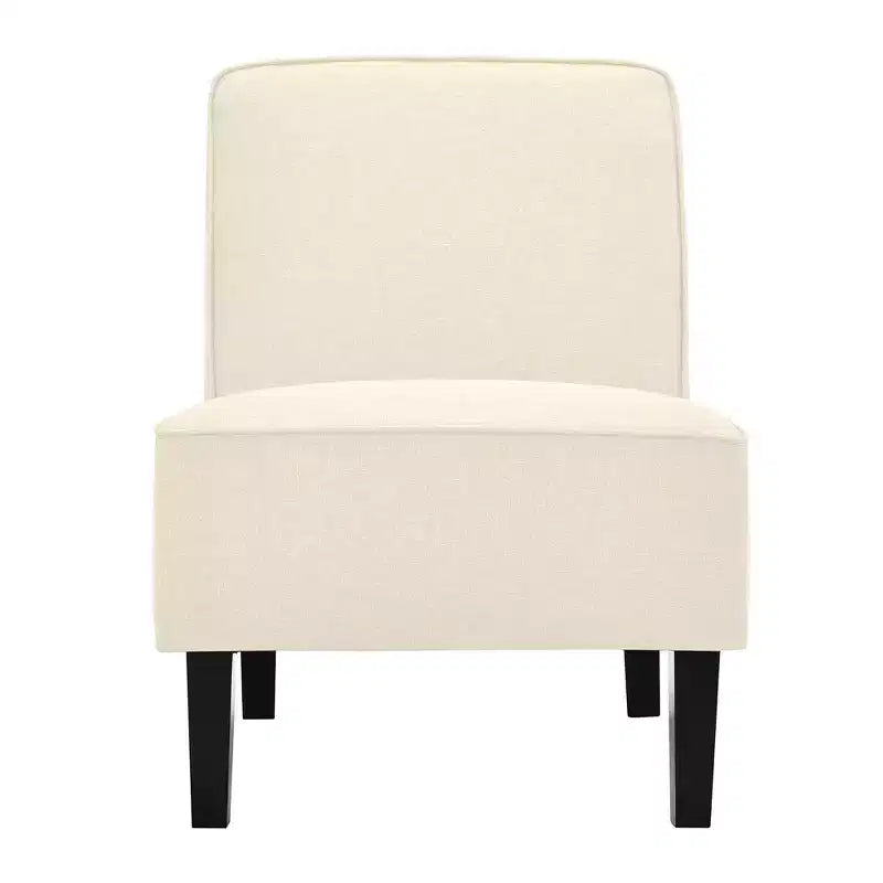 Poltrona moderna senza braccioli Costway in tessuto con gambe in legno di gomma Beige/Grigio