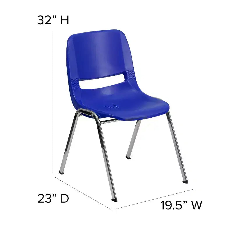 Sedia impilabile – Plastica nera/blu navy e struttura cromata, set da 4