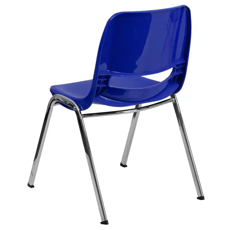 Sedia impilabile – Plastica nera/blu navy e struttura cromata, set da 4