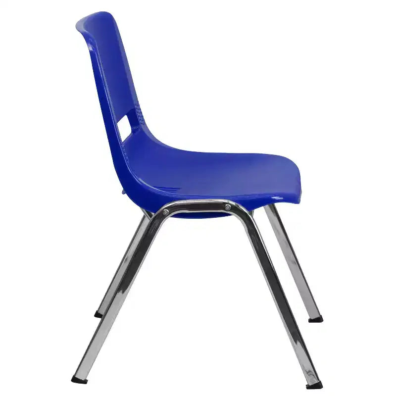 Sedia impilabile – Plastica nera/blu navy e struttura cromata, set da 4