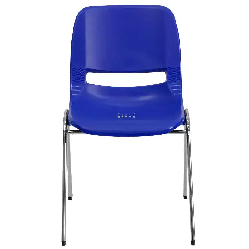 Sedia impilabile – Plastica nera/blu navy e struttura cromata, set da 4