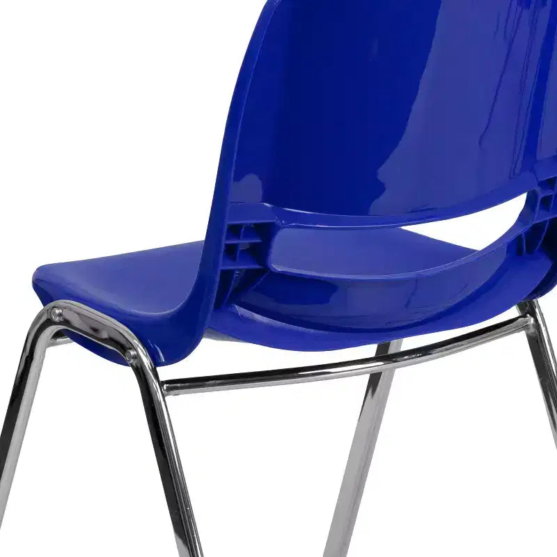 Sedia impilabile – Plastica nera/blu navy e struttura cromata, set da 4
