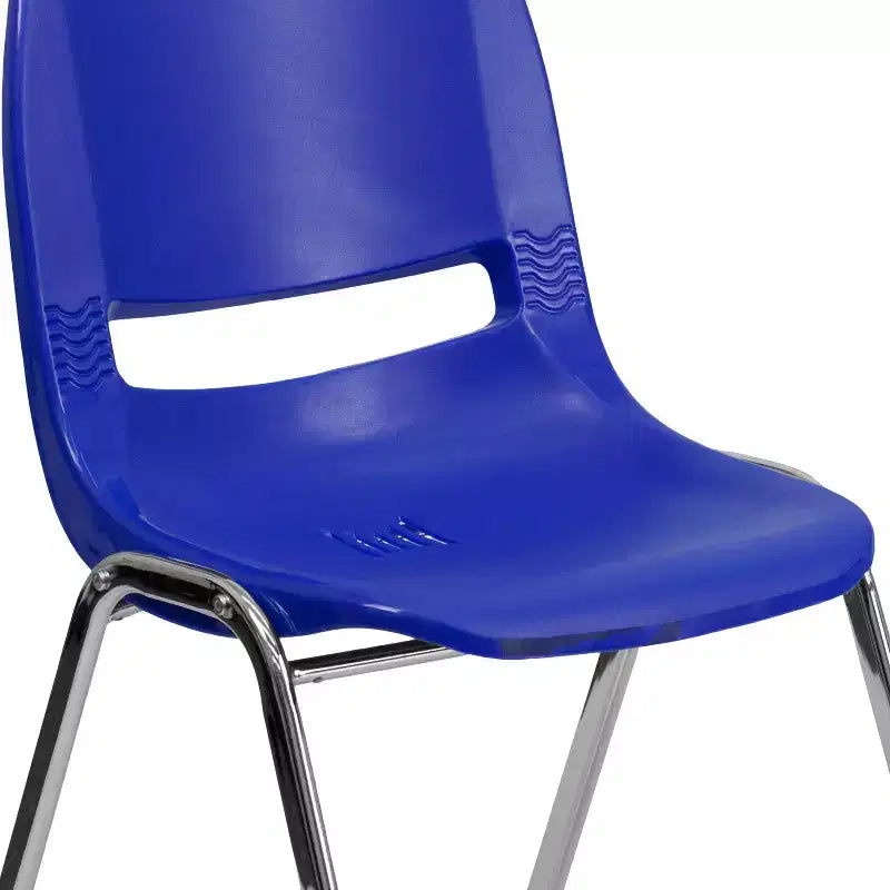 Sedia impilabile – Plastica nera/blu navy e struttura cromata, set da 4