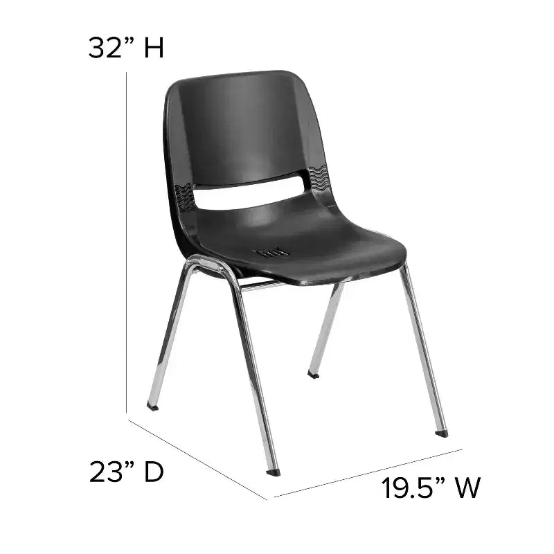 Flash Furniture Confezione da 4 Sedie Impilabili Ergonomiche HERCULES Series con Scocca, Capacità 400 kg, Telaio Cromato e Altezza Seduta 46 cm