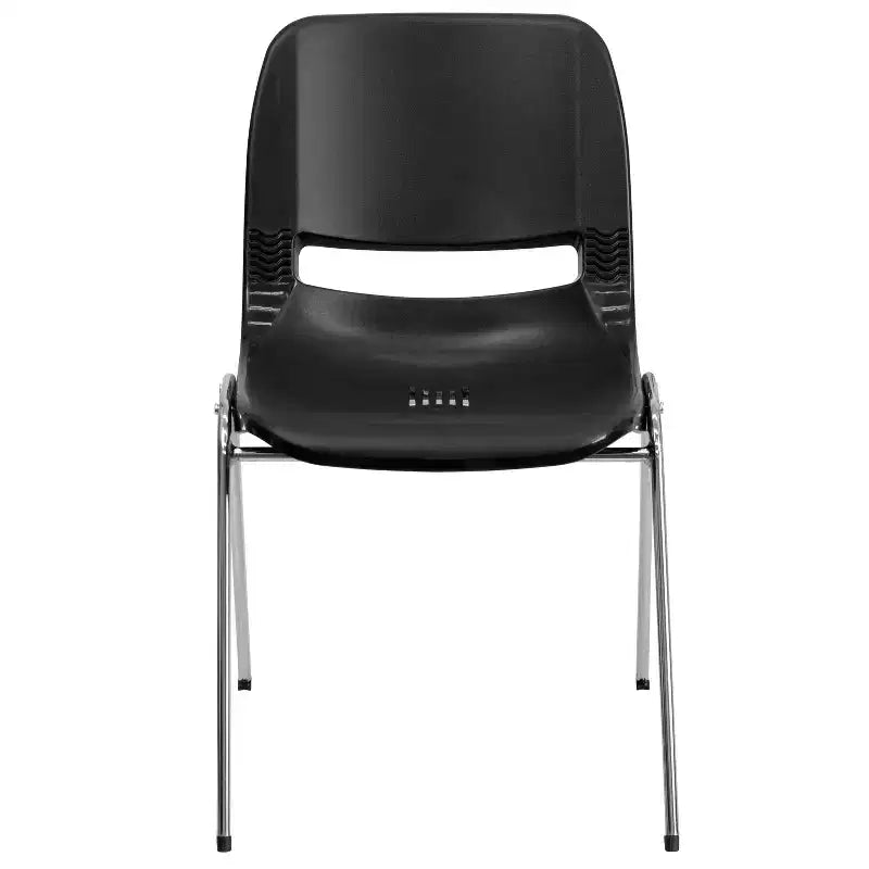 Sedia impilabile – Plastica nera/blu navy e struttura cromata, set da 4