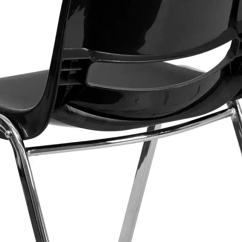 Sedia impilabile – Plastica nera/blu navy e struttura cromata, set da 4