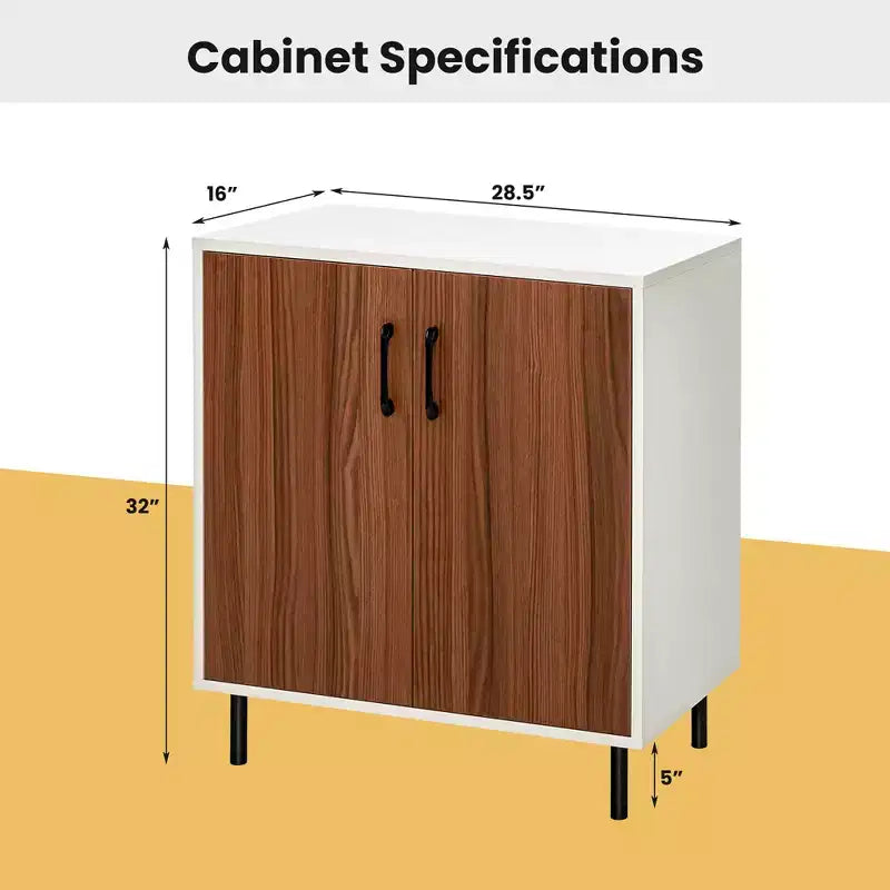 Mobile credenza buffet a 2 ante Costway con armadietto da cucina con ripiano regolabile