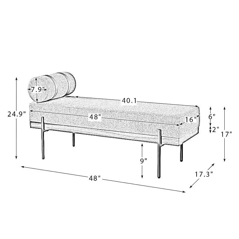 Panca da Ingresso Higinio con Cuscino Removibile| ART OF LIVING DESIGNS