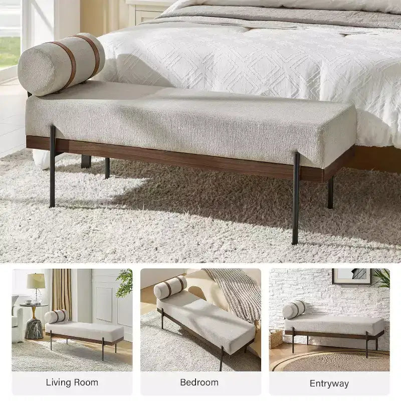 Panca da Ingresso Higinio con Cuscino Removibile| ART OF LIVING DESIGNS