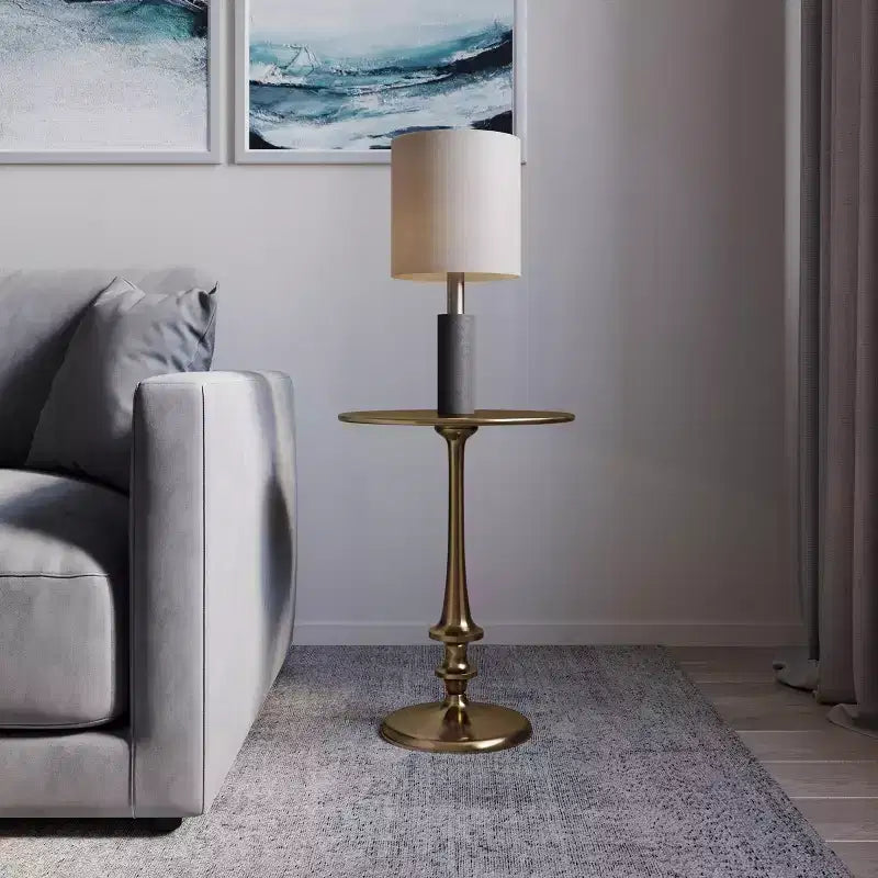 Tavolino - Tavolino con Base in Ferro e Finitura Ottone Anticato per Divano, Divanetto, Ingresso o Letto - Mobile Soggiorno Vintage di Lavish Home