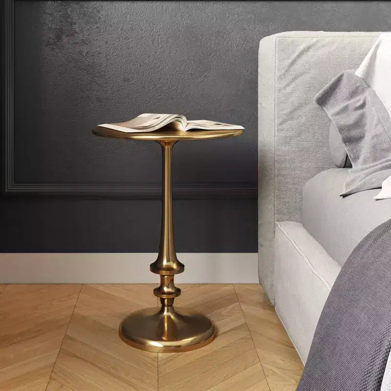 Tavolino - Tavolino con Base in Ferro e Finitura Ottone Anticato per Divano, Divanetto, Ingresso o Letto - Mobile Soggiorno Vintage di Lavish Home