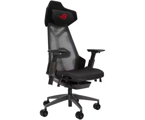 ASUS ROG Destrier Ergo Sedia da Gaming, Estetica Futuristica da Cyborg, Regolazioni Versatili della Seduta, Modalità di Supporto del Braccio per il Gaming Mobile, Pannello Acustico
