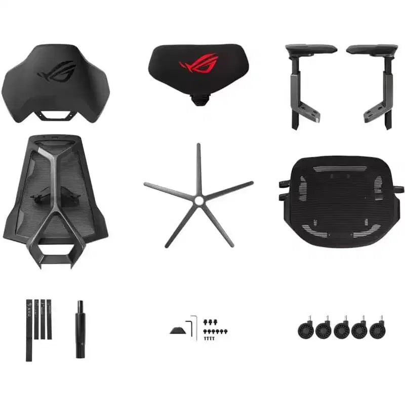 ASUS ROG Destrier Ergo Sedia da Gaming, Estetica Futuristica da Cyborg, Regolazioni Versatili della Seduta, Modalità di Supporto del Braccio per il Gaming Mobile, Pannello Acustico