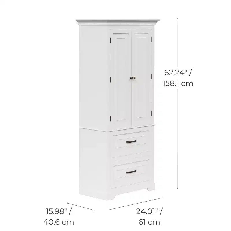 Teamson Home St. James Mobiletto alto per bagno in legno con 2 ante e 2 cassetti