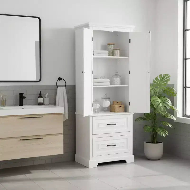Teamson Home St. James Mobiletto alto per bagno in legno con 2 ante e 2 cassetti