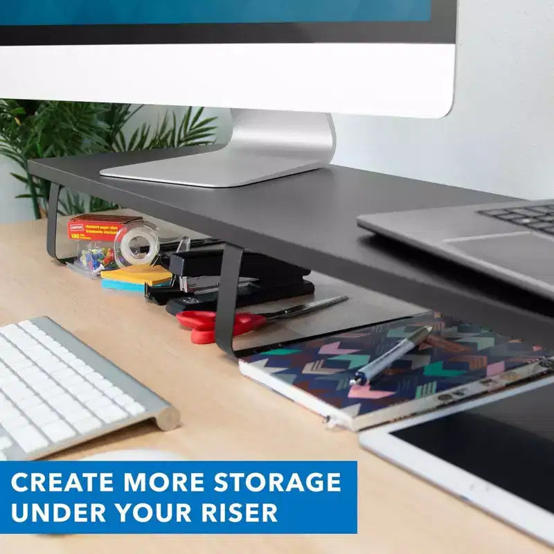 Supporto per monitor da scrivania Mount-It! extra lungo, organizer da scrivania per doppi schermi di computer, laptop, desktop, TV, 99 cm di larghezza extra, capacità di 20 kg.