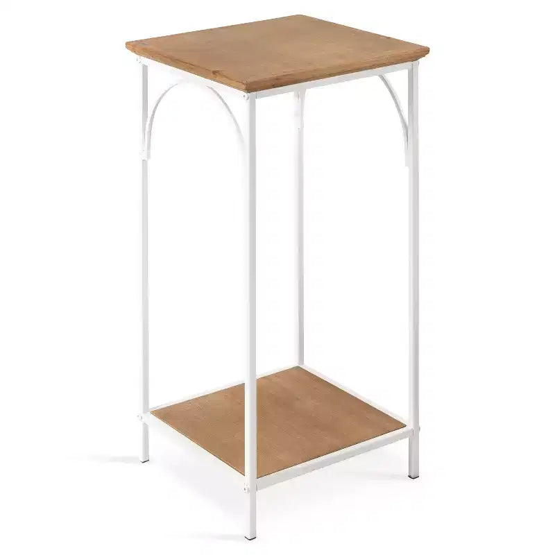 Kate and Laurel Anthea Square MDF Tea Table, 12x12x26, Rustic Brown and White