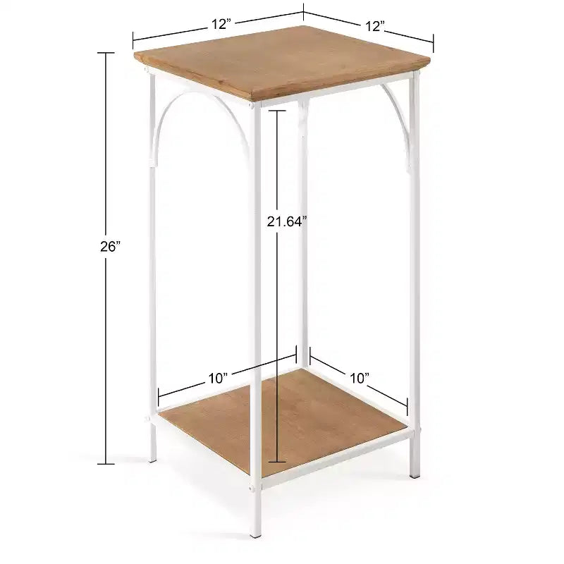 Tavolino da tè quadrato Anthea in MDF di Kate and Laurel, 12x12x26, marrone rustico e bianco