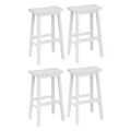 PJ Wood Classic Saddle Seat 29'' Kitchen Bar Counter Stool with Backless Seat & 4 Square Legs, for Homes, Dining Spaces, and Bars, White (4 Pack)