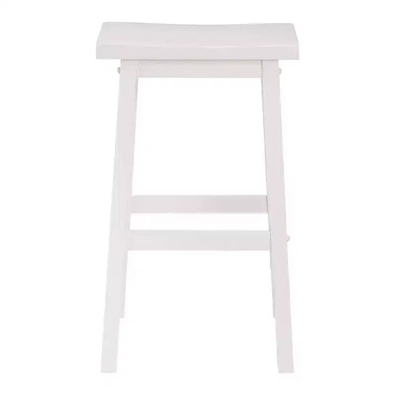 PJ Wood Sgabello da bancone da cucina con sedile a sella classico da 29'' con sedile senza schienale e 4 gambe quadre, per case, sale da pranzo e bar, bianco (confezione da 4)