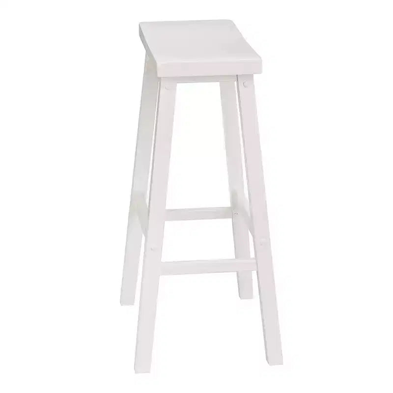PJ Wood Sgabello da bancone da cucina con sedile a sella classico da 29'' con sedile senza schienale e 4 gambe quadre, per case, sale da pranzo e bar, bianco (confezione da 4)