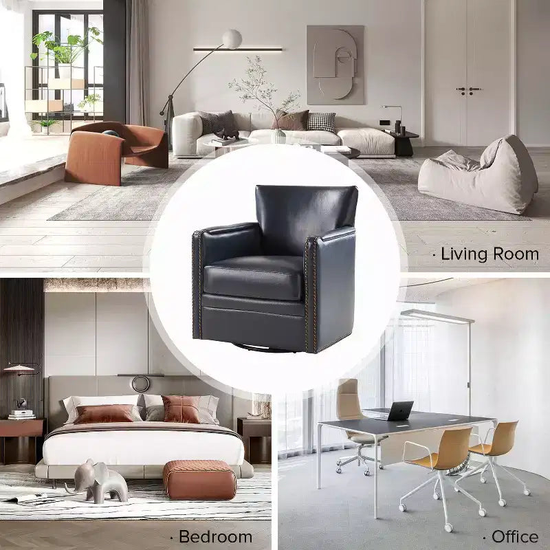Gabino 29 Set di 2 poltrone girevoli in vera pelle | ART OF LIVING DESIGNS