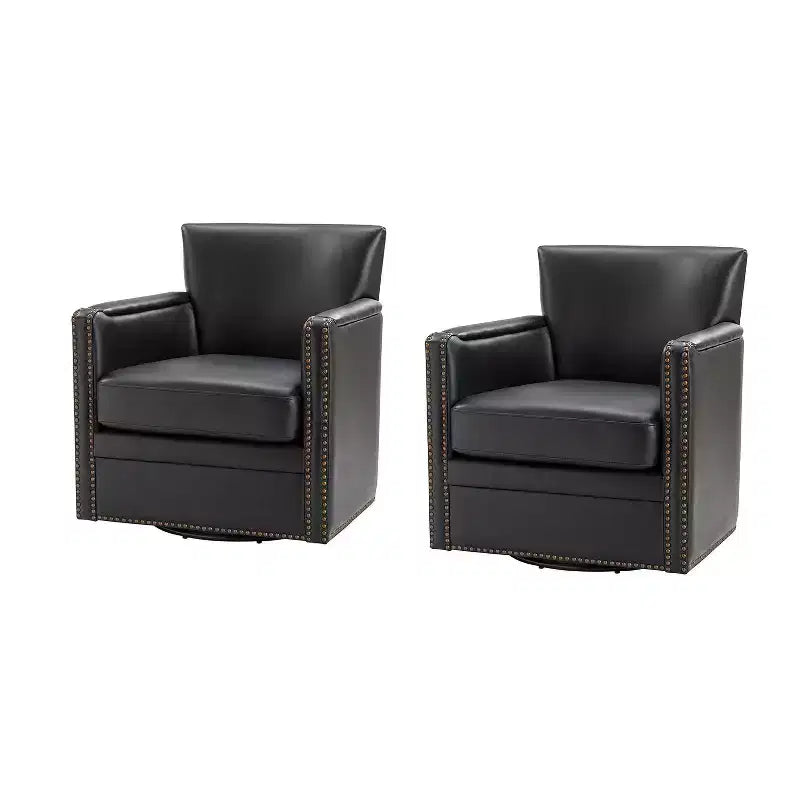 Gabino 29 Wide Genuine Leather Swivel Chair Set of 2| ART OF LIVING DESIGNS