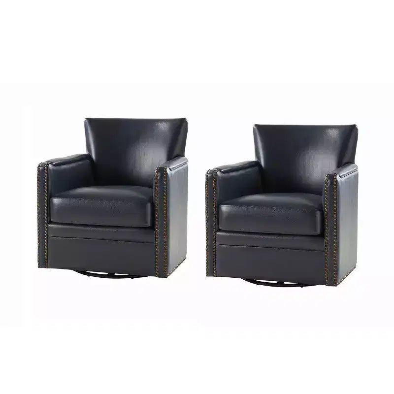 Gabino 29 Set di 2 poltrone girevoli in vera pelle | ART OF LIVING DESIGNS