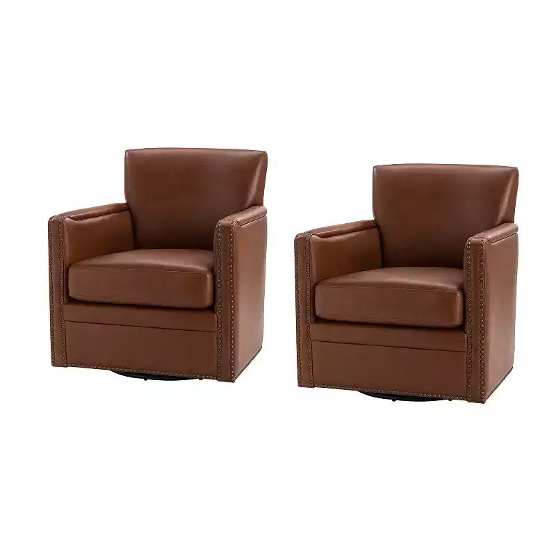 Gabino 29 Set di 2 poltrone girevoli in vera pelle | ART OF LIVING DESIGNS