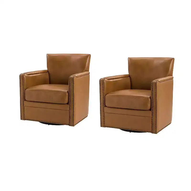 Gabino 29 Set di 2 poltrone girevoli in vera pelle | ART OF LIVING DESIGNS