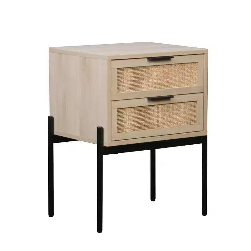 Andrew Wood and Rattan Side Table - Nathan James