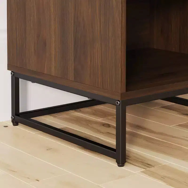 Matte White / Walnut Herringbone Wood Cabinet – 1 Piece
