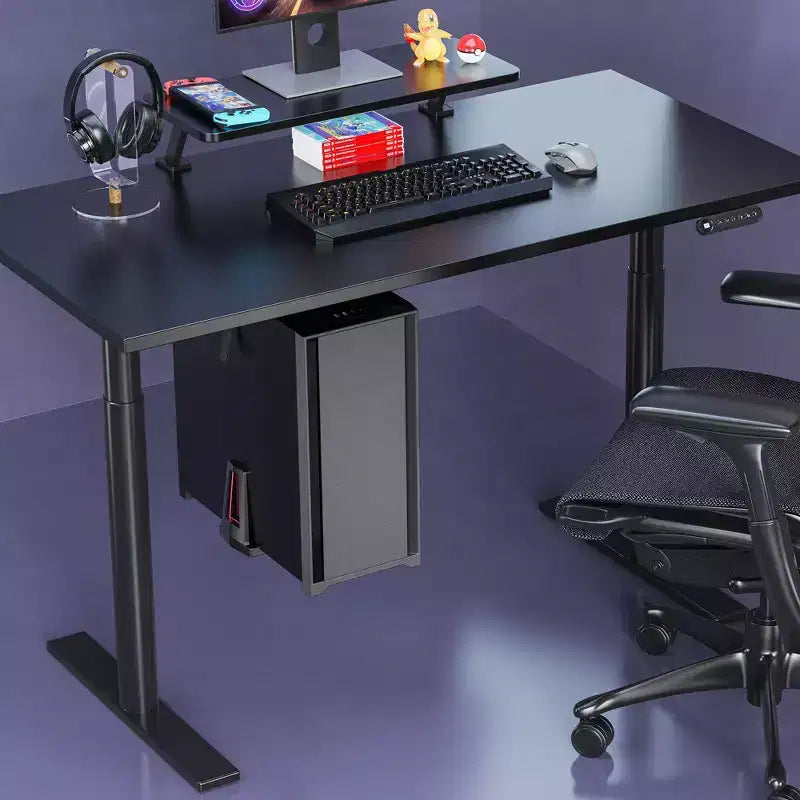 Mount-It! Supporto CPU da Scrivania per Carichi Pesanti Deluxe | Porta CPU Regolabile in Altezza con Binari Scorrevoli | Capacità di Carico 15 kg | Nero