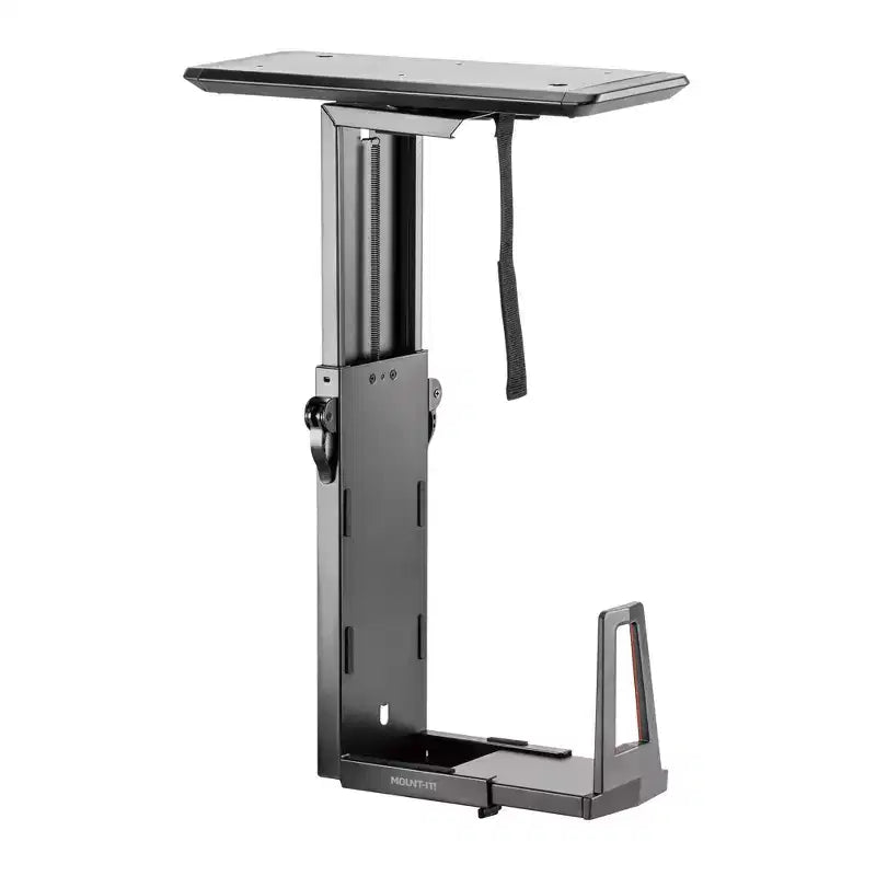 Mount-It! Supporto CPU da Scrivania per Carichi Pesanti Deluxe | Porta CPU Regolabile in Altezza con Binari Scorrevoli | Capacità di Carico 15 kg | Nero