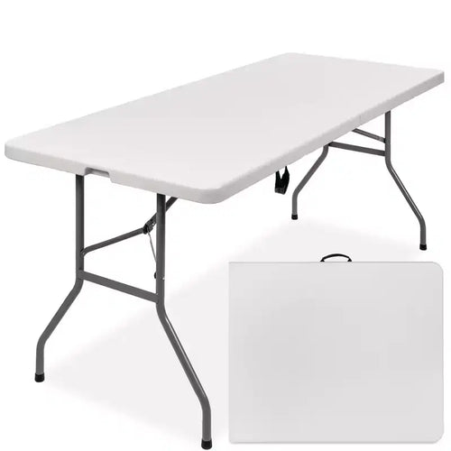 Best Choice Products 6ft Plastic Folding Table, Indoor Outdoor Heavy Duty Portable w/ Handle, Lock
