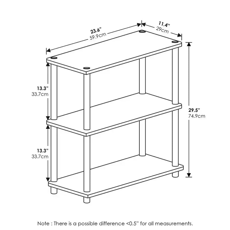 Furinno 3-Tier Industrial Bookcase Compact Open Storage Shelf Display Rack