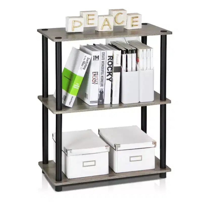 Furinno 3-Tier Industrial Bookcase Compact Open Storage Shelf Display Rack