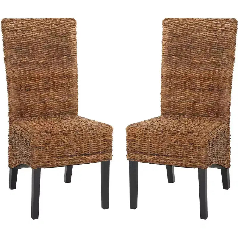 Kiska 18 H Rattan Side Chair (Set of 2) - FOX1021 - Dark Brown - Safavieh Couture