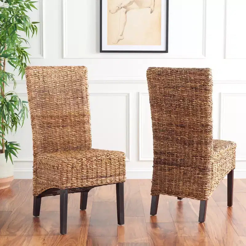 Sedia Laterale Kiska 18 H Rattan (Set di 2) - FOX1021 - Marrone Scuro - Safavieh Couture
