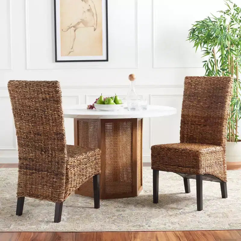 Sedia Laterale Kiska 18 H Rattan (Set di 2) - FOX1021 - Marrone Scuro - Safavieh Couture