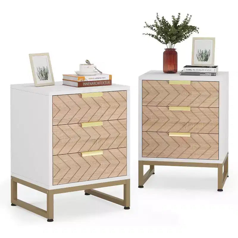 Lantine Modern 3 Drawers Nightstand Set of 2