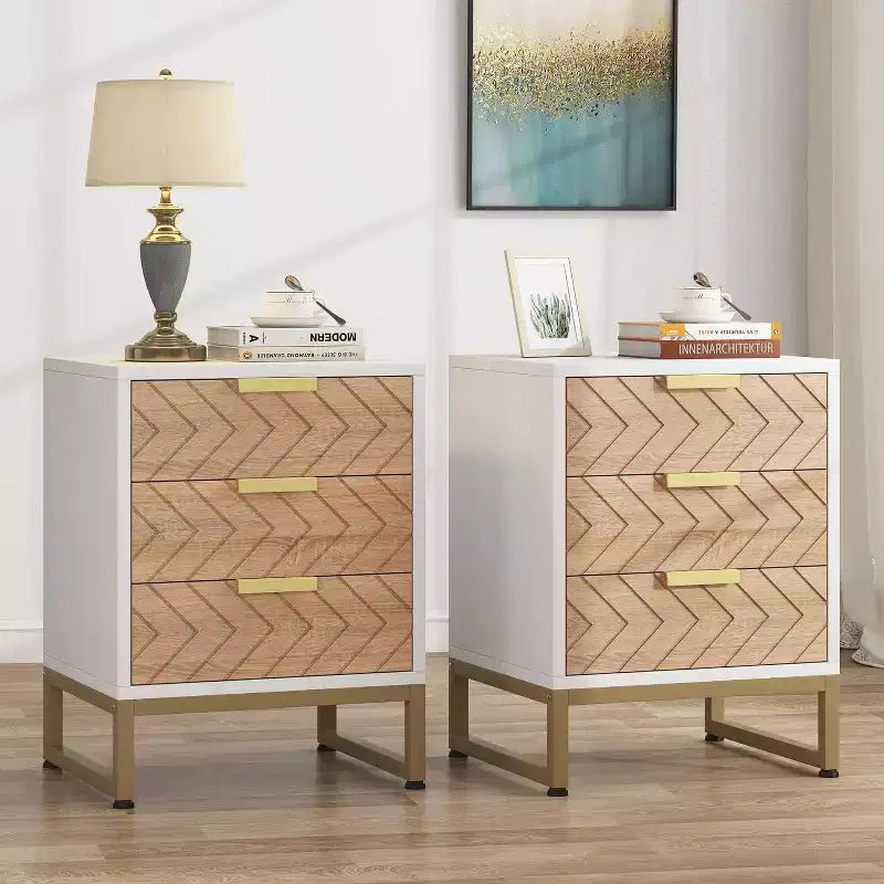 Comodini Lantine Modern 3 Cassetti Set da 2